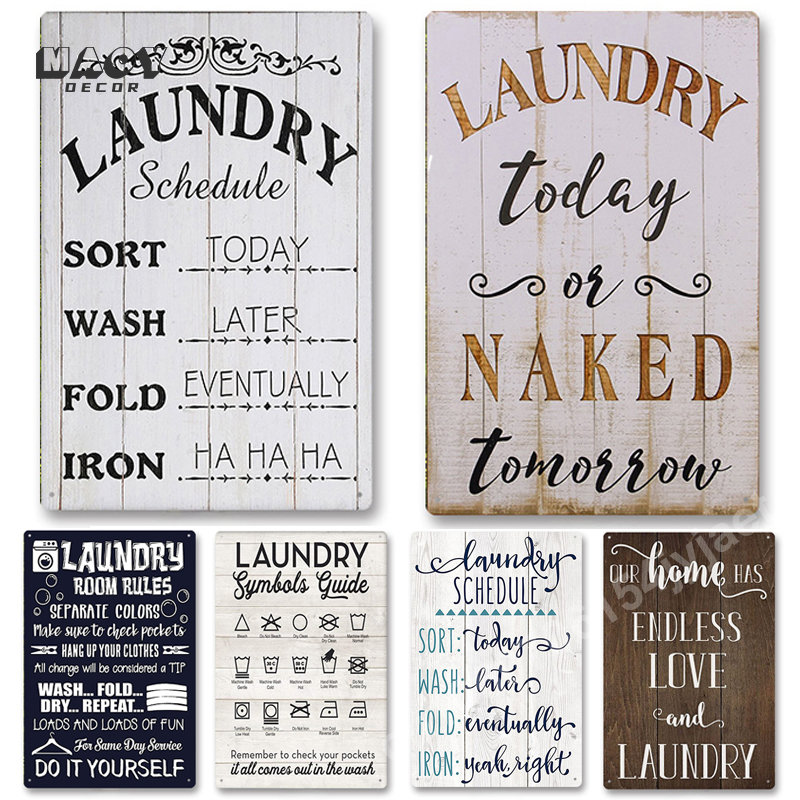 Home Bathroom Wall Art - Slogan-Metallschild, Wäscherei-Dekoration, Vintage-Kunstposter, Wanddekoration für Zuhause,