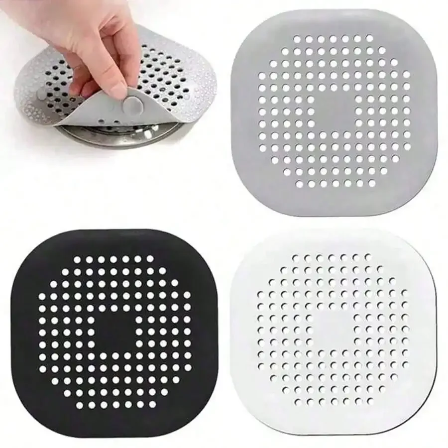 Drain Hair Catcher - 1/3 Stück Silikon-Haarfänger, mit Saugnapf, quadratische