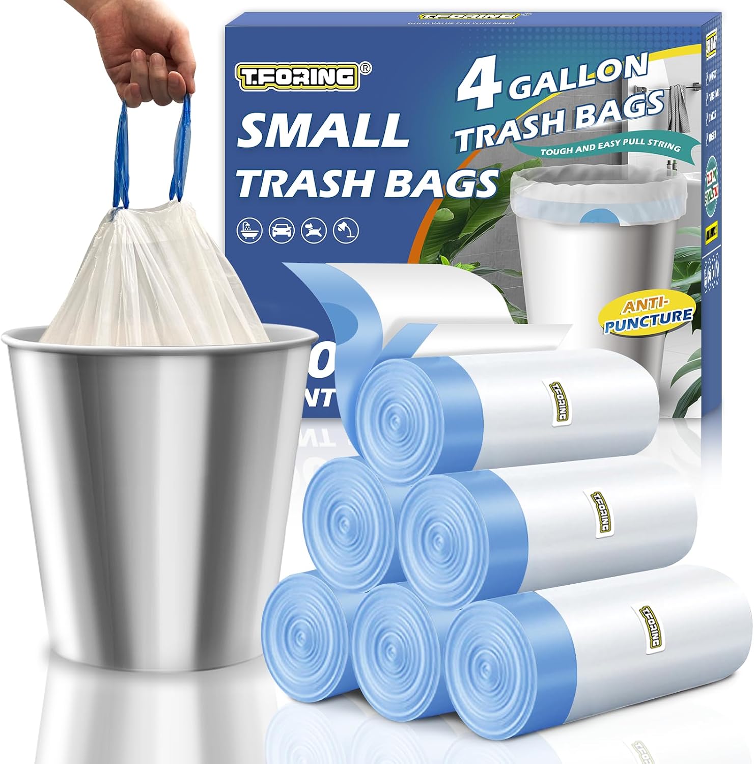 Home Bathroom Trash Can - Kleine Müllbeutel 4 Gallonen mit Zugband,
