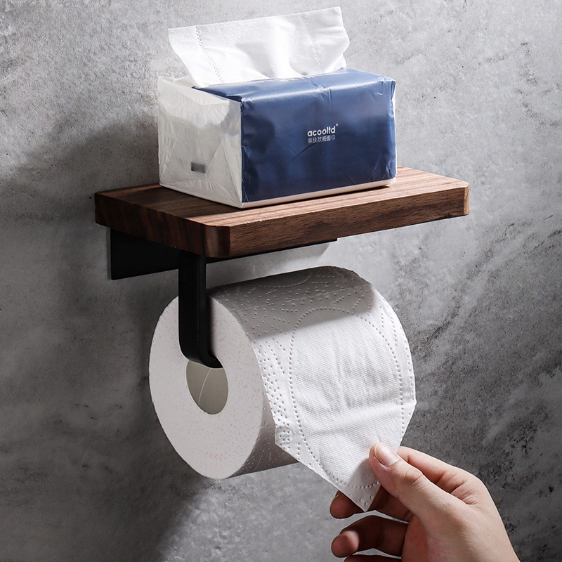 Home Bathroom Towel Dispenser - Taschentuchhalter aus massivem Holz, ohne Bohren,