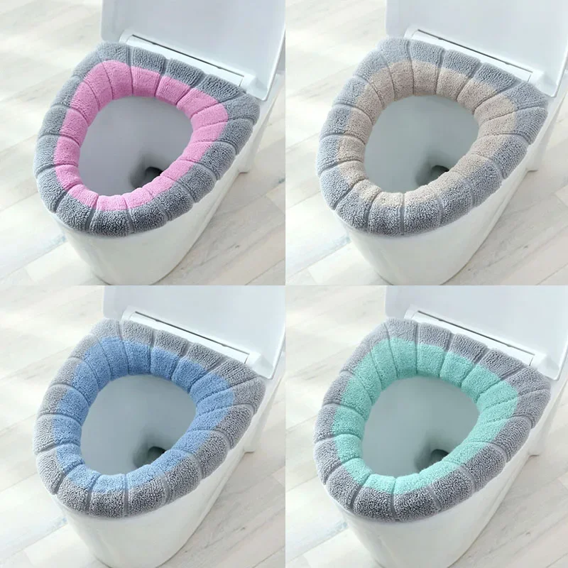 Home Bathroom Mats - Wärmehaltende Kürbismuster-Toilettenmatten, 2-teilig, Badezimmerzubehör, gestrickte O-förmige