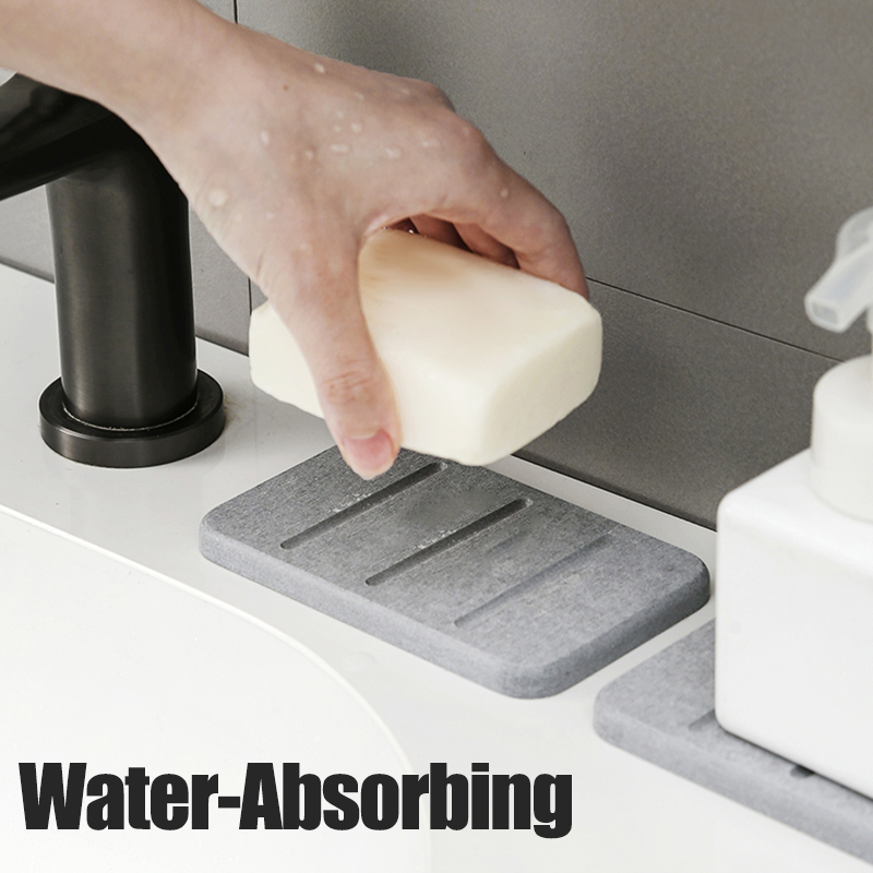 Home Bathroom Mats - Kieselalgen-Schlamm-Seifenschale, schnell trocknende Unterlage, Badezimmer-Arbeitsplatte, Seifentoilettenartikel,