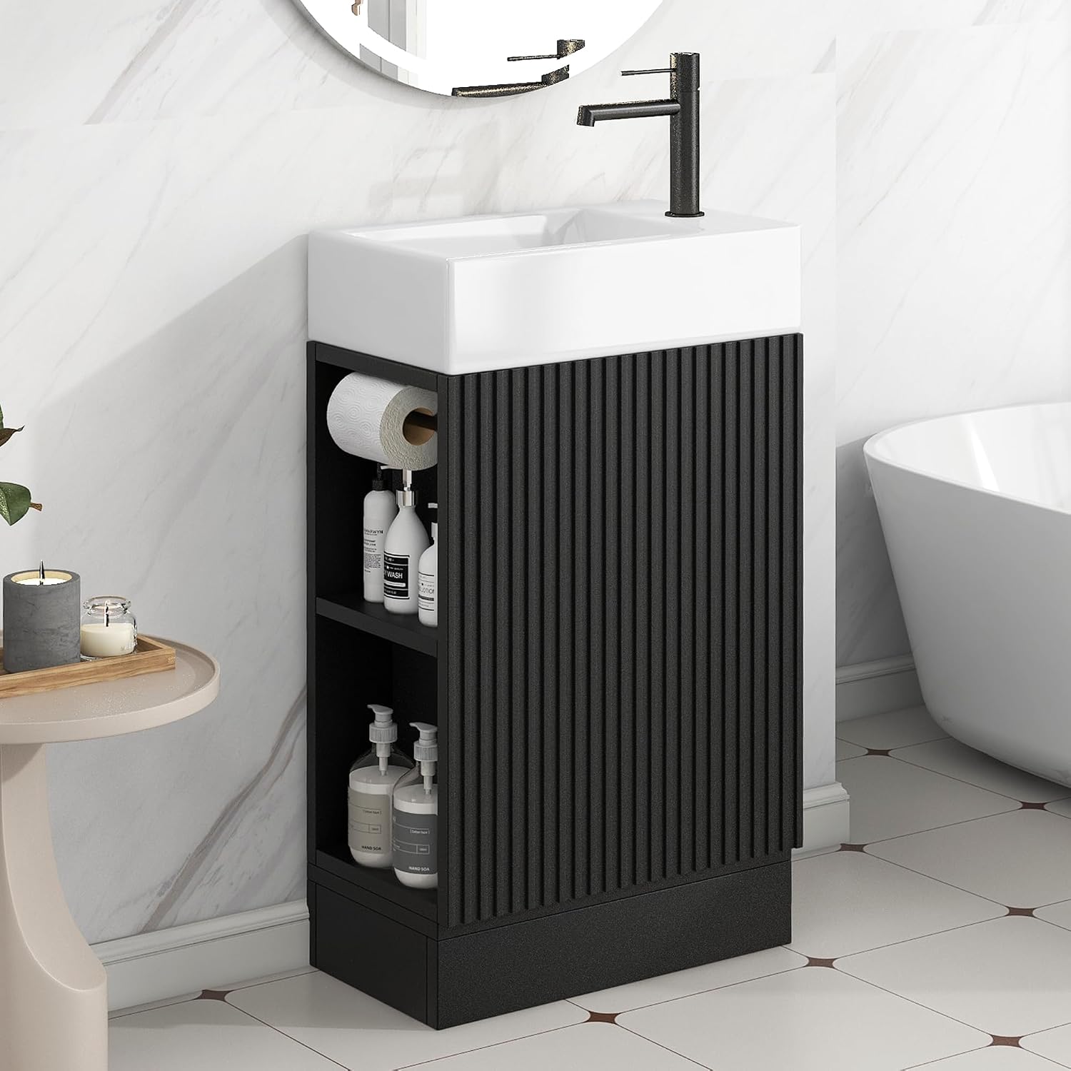 Toilet Paper Holder - 18 Zoll moderner Badezimmer-Waschtisch mit Waschbecken,