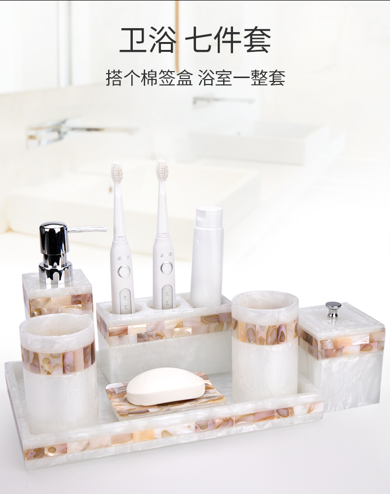 Zara Home Bathroom - Zahnbürstenset aus Naturharz, Badezimmerzubehör, Toilettenbecher, 5-teiliges
