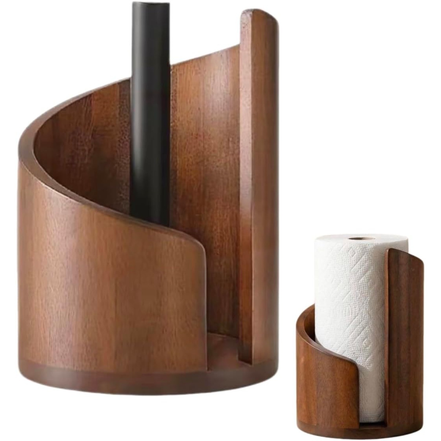 Home Bathroom Towel Dispenser - Natürlicher Holz-Küchenrollenhalter Runder Rollenspender für Zuhause