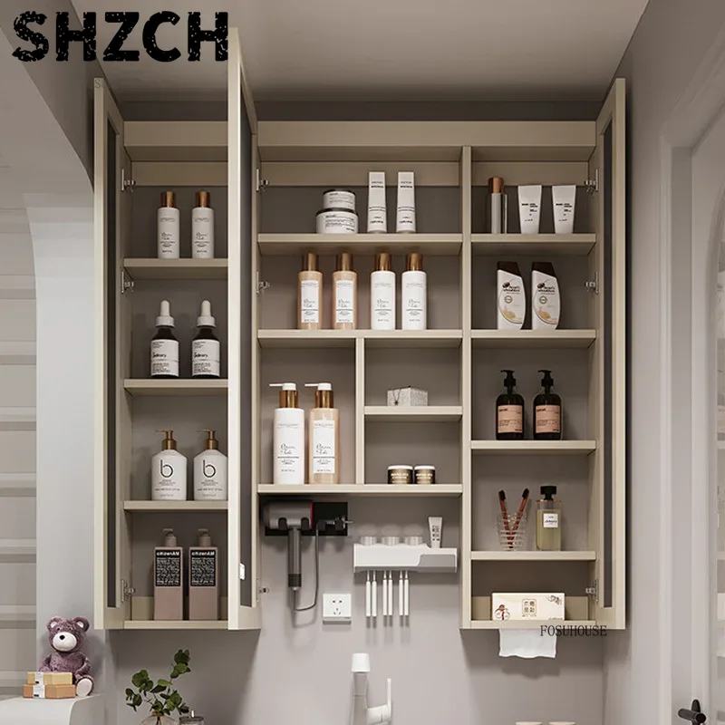 Home Bathroom Vanity - Moderner, verdickter Badezimmerspiegel mit integriertem Smart-Aufbewahrungsschrank,