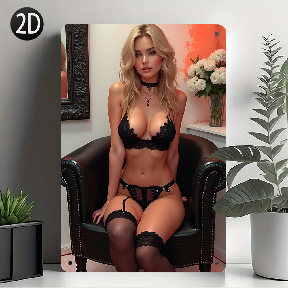 Home Bathroom Wall Art - Vintage Sexy Lady Metallschild, Eisenwandkunst, Retro-Dekoration
