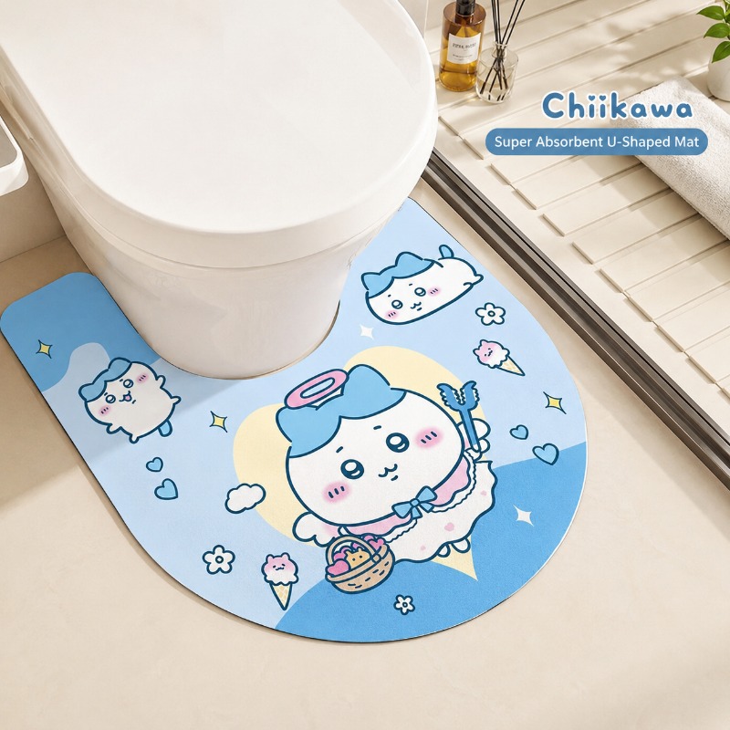 Home One Bathroom Accessories - Niedliche Chiikawa U-förmige Toilettenmatte, super saugfähig,