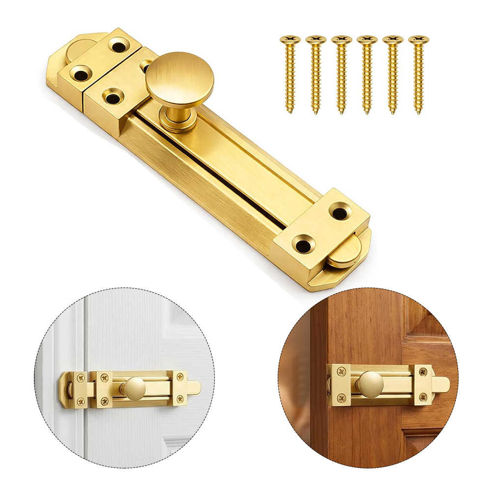 Home Bathroom Door - 5-Zoll-Schiebetürschloss aus massivem Messing, Sicherheitsriegel für