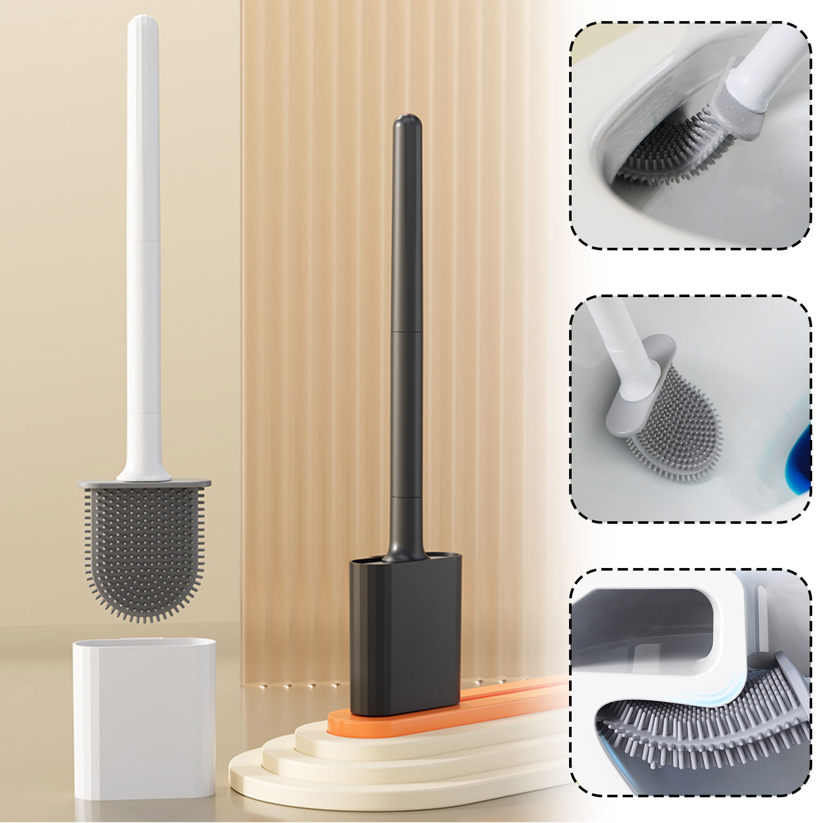 Home Bathroom Cleaning - Silikon Wc Pinsel Mit Halter Wand-Wc