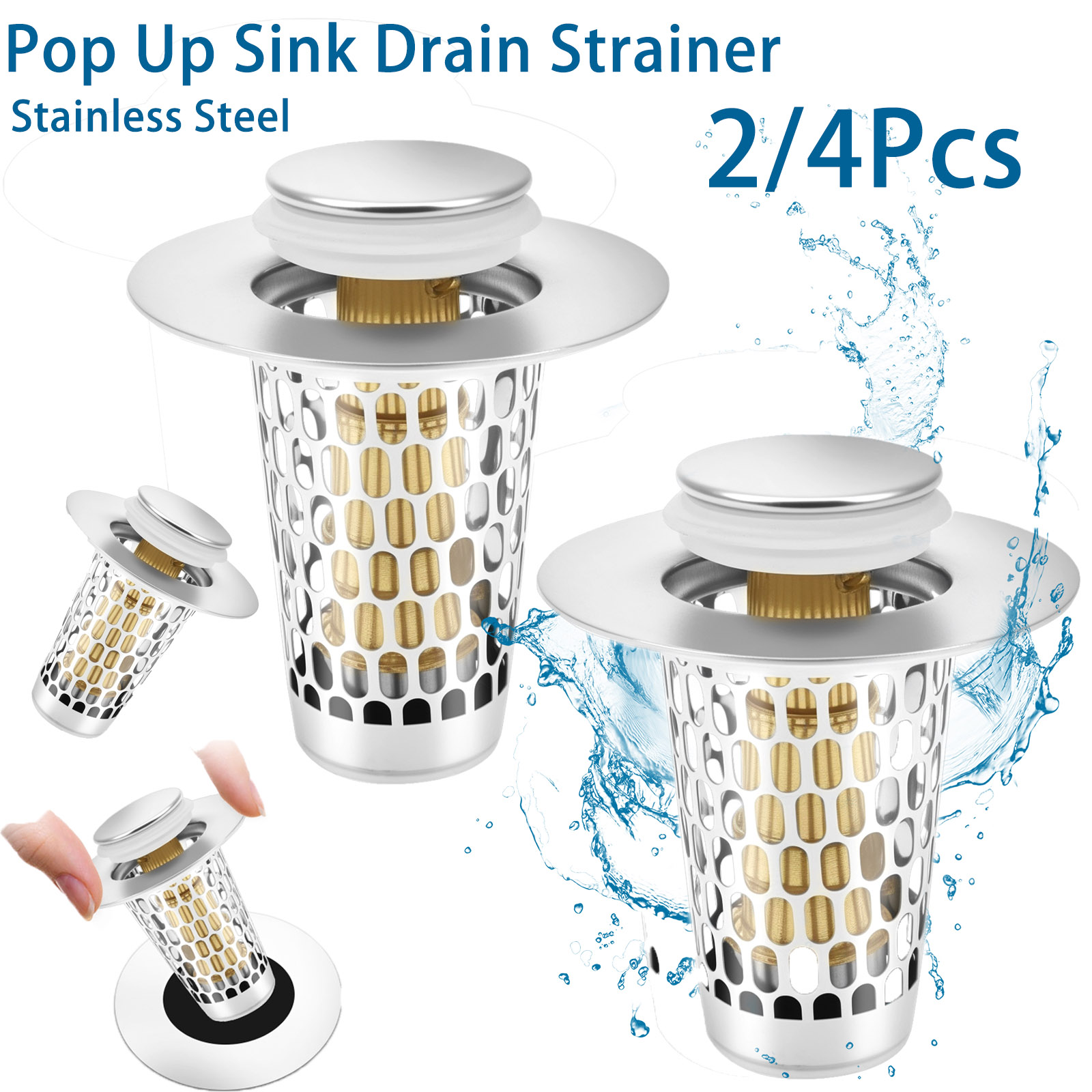 Drain Hair Catcher - 2/4Pc Pop Up Waschbecken Abfluss Sieb
