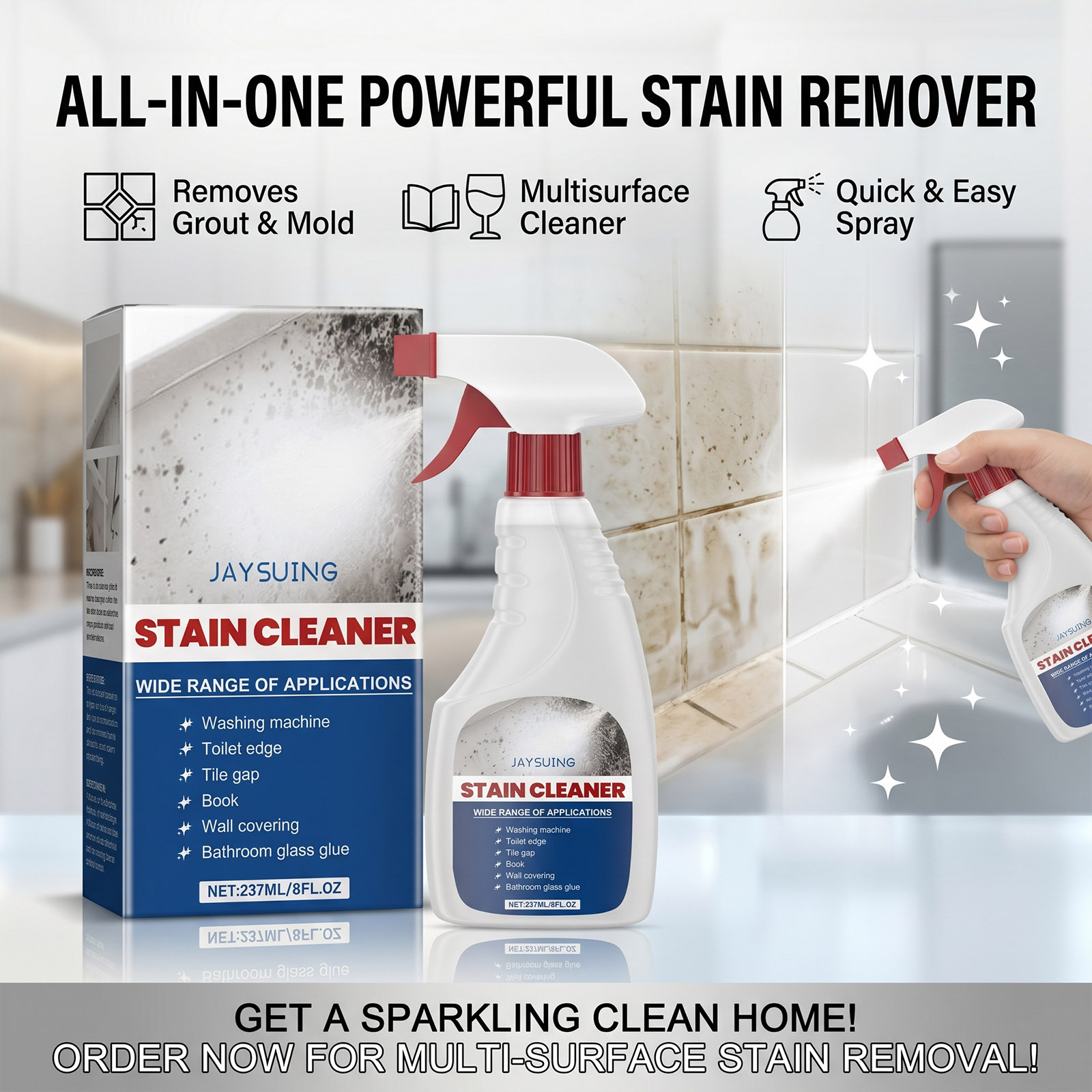 Home Bathroom Cleaning - Schimmelentferner Wandspray-Reiniger Schimmel-Fleckenentferner Sanftes Mehrzweck-Reinigungsspray für