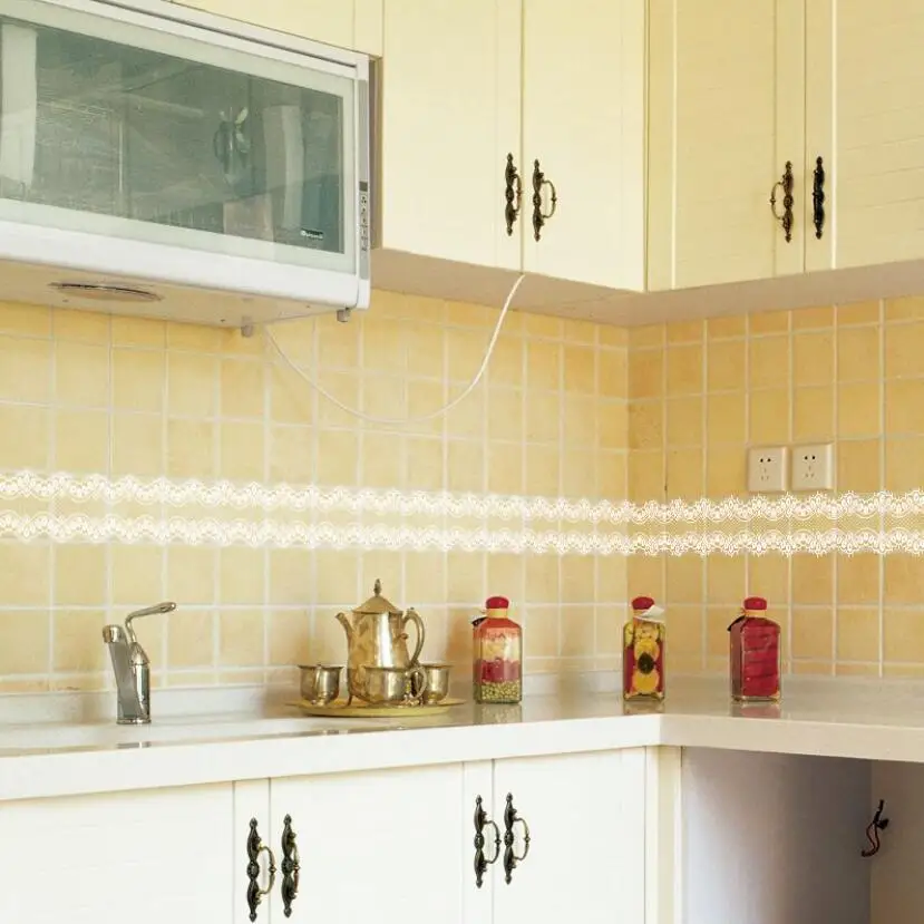 Home Bathroom Door - Süße Spitze Design Tapete Grenzen Aufkleber