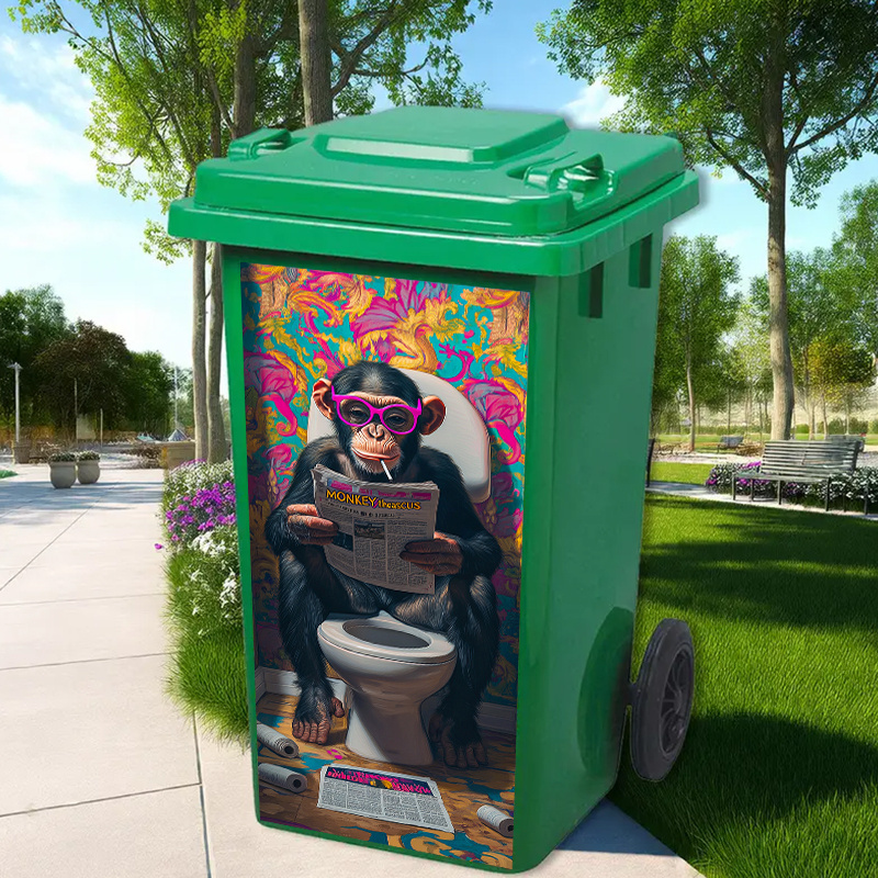 Home Bathroom Trash Can - 1 lustiger Tarsier-Mülleimer-Aufkleber – wasserdichter PVC-Aufkleber