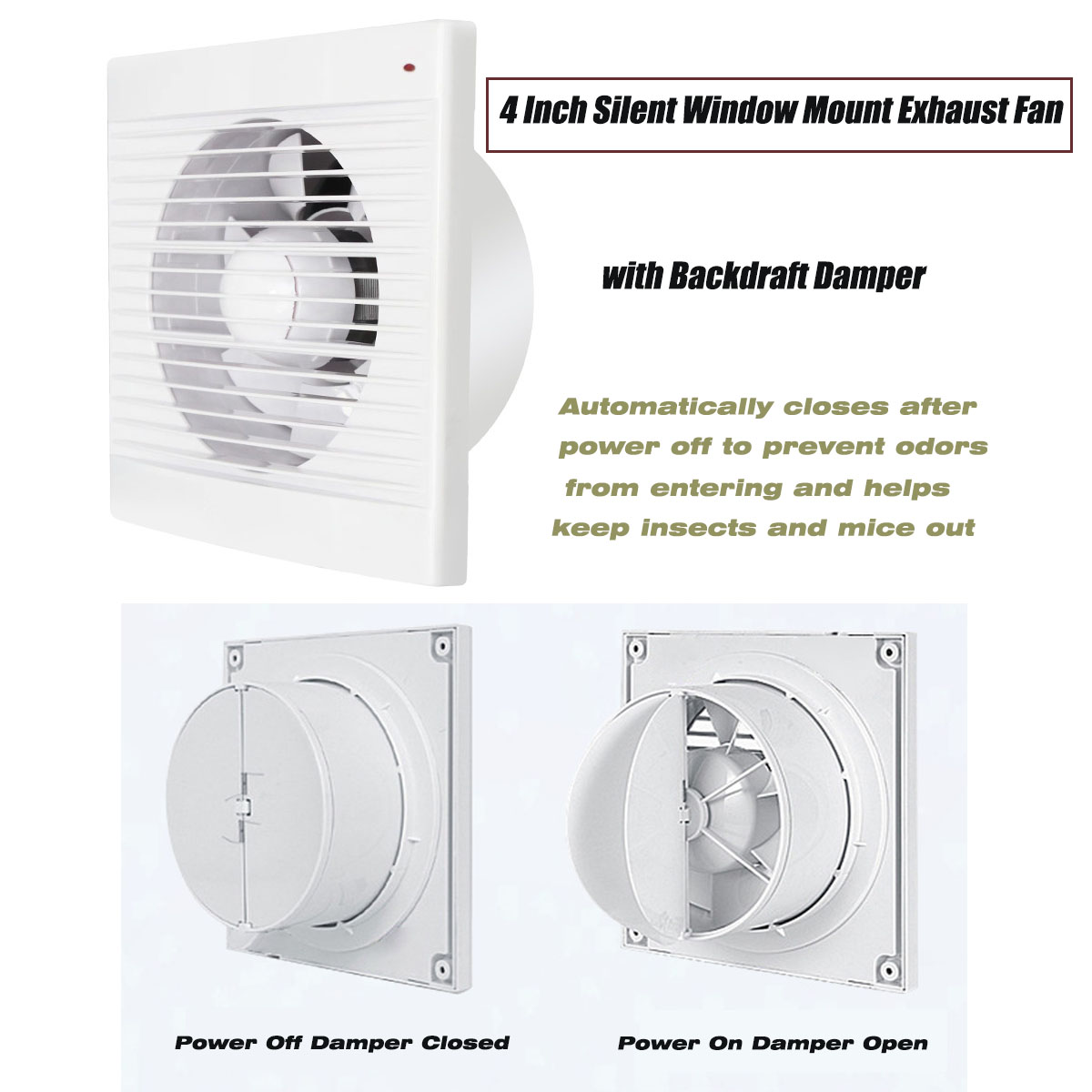 4 Zoll Geräuscharmer Fenster-A – Home Bathroom Ventilation Bewertung und Preis