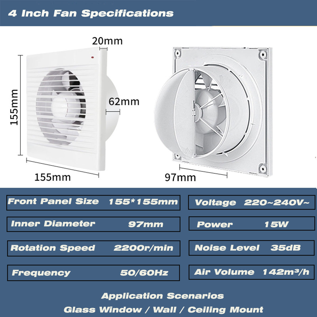 4 Zoll Geräuscharmer Fenster-A – Home Bathroom Ventilation Bewertung und Preis