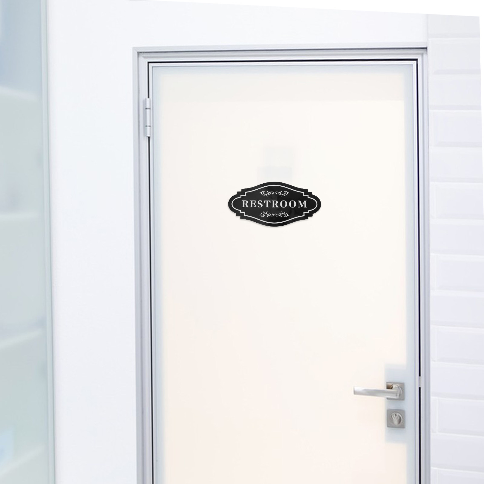 4 Stück schwarze Vinyl-Aufkleb – Home Bathroom Door Bewertung und Preis