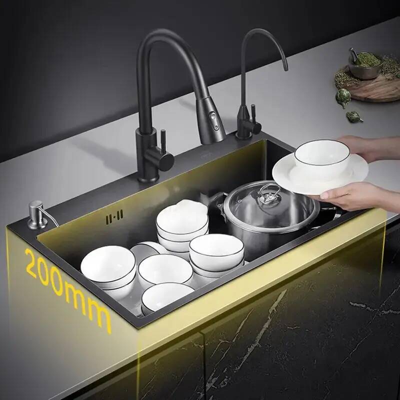 Schwarzes Nano-Küchenspülbecke – Home One Bathroom Accessories Bewertung und Preis