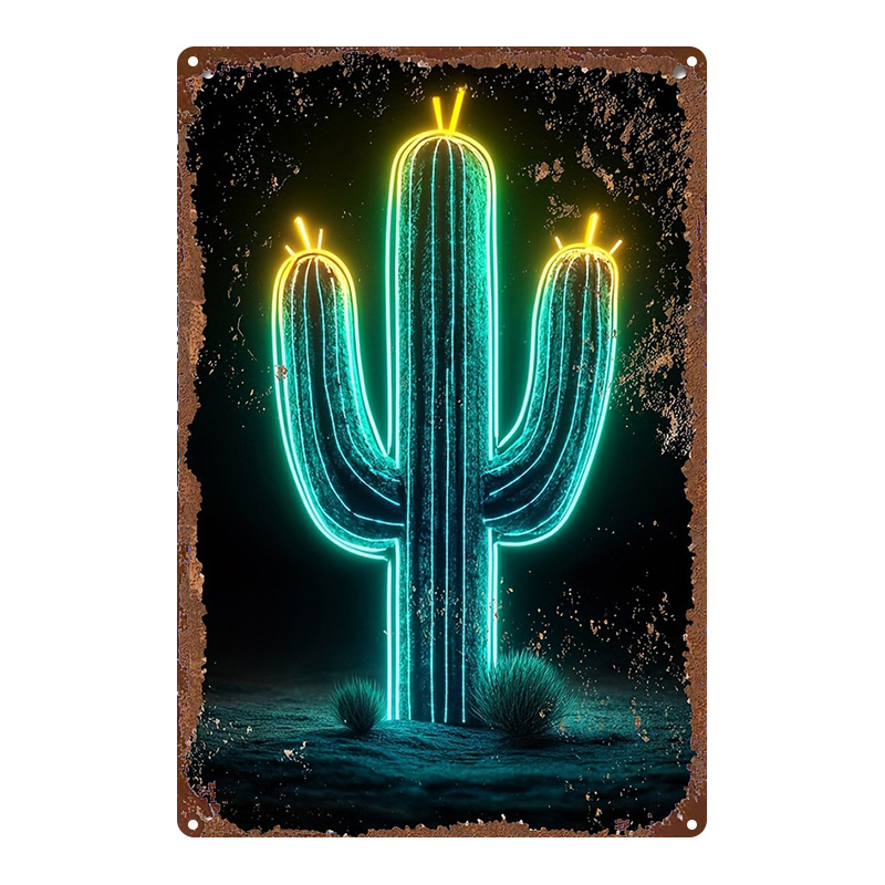 Vintage Neon Desert Cactus Alu – Home Bathroom Wall Art Bewertung und Preis